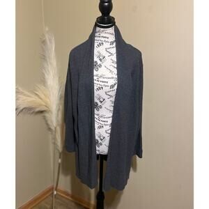 Eileen Fisher Womens 100% Wool Open Front Cardigan Size L Gray Casual Office